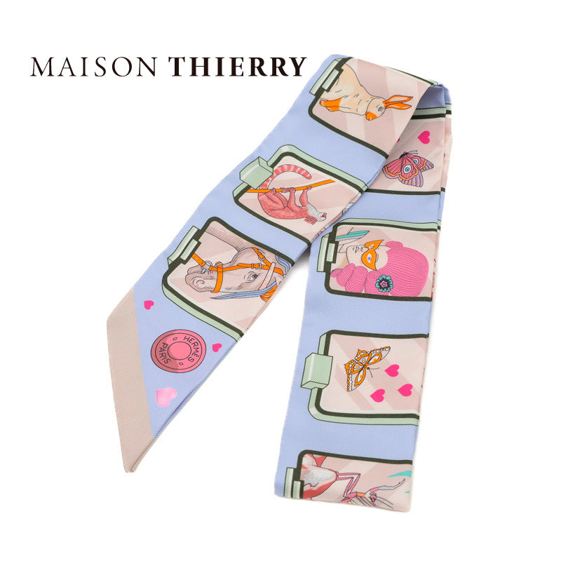 HERMES エルメス ツイリー ストーリー ブルーペール/ローズ 063875S レディース シルク100％ スカーフ 未使用 小物